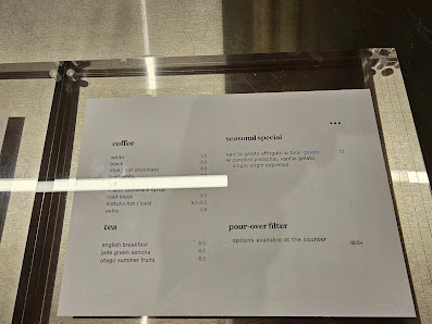 Printed menu at Rumours coffee